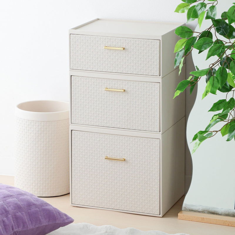 Embossed Stacking Drawer Medium Ivory
