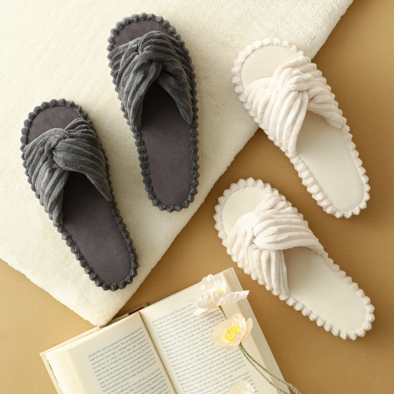 Wide Wale Room Shoes Ivory