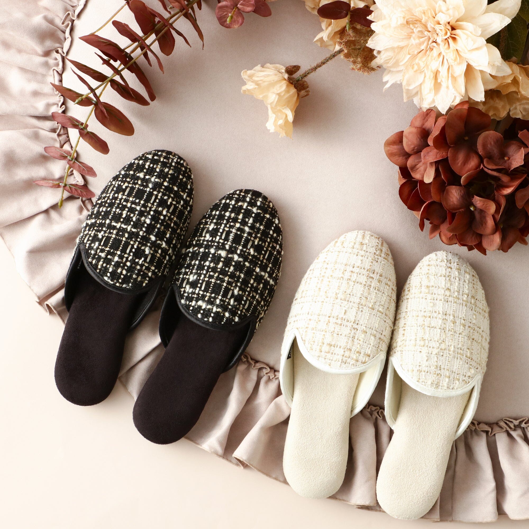 Tweed Room Shoes Black