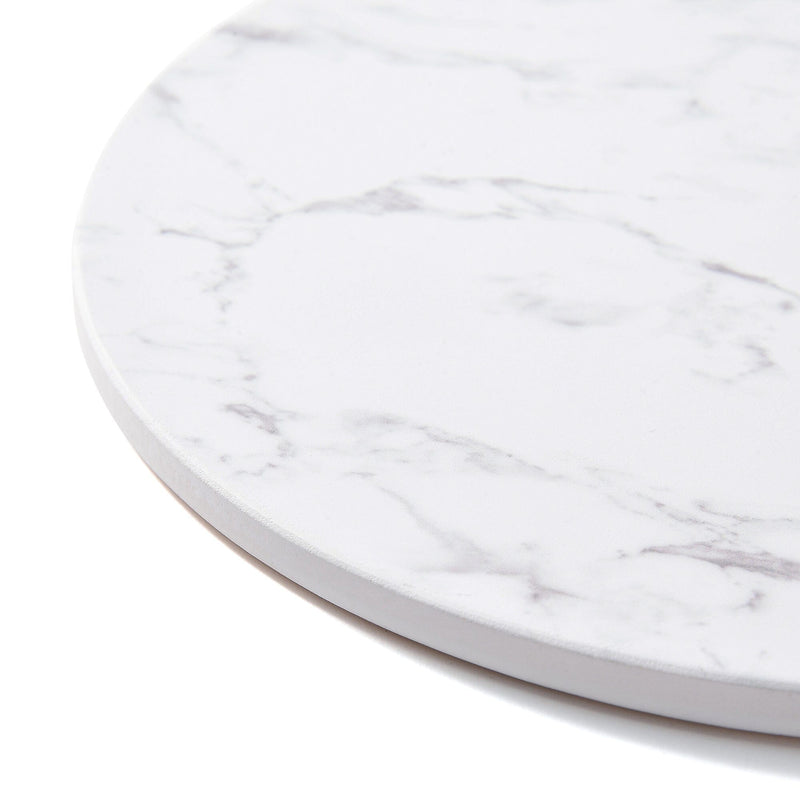Trivet Large Round Marble White
