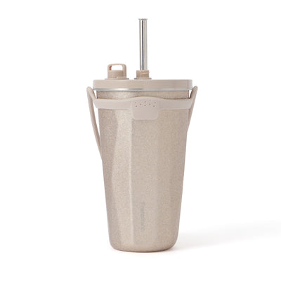 Stainless Steel Tumbler With Straw 500Ml Glitter Gold