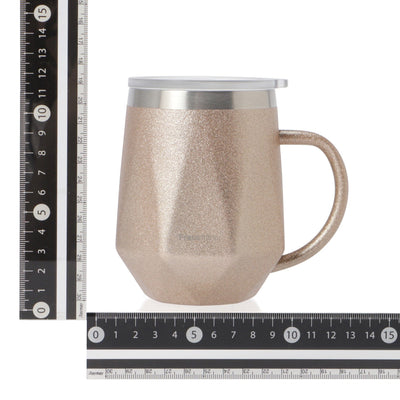 Stainless Steel Thermo Mug With Lid 320Ml Diamond Glitter Gold