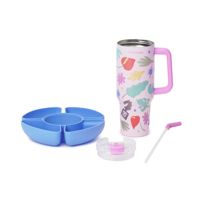 SQUID GAME Tumbler with Snack Holder 1000ml Pink x Blue