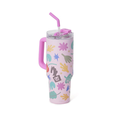 SQUID GAME Tumbler with Snack Holder 1000ml Pink x Blue