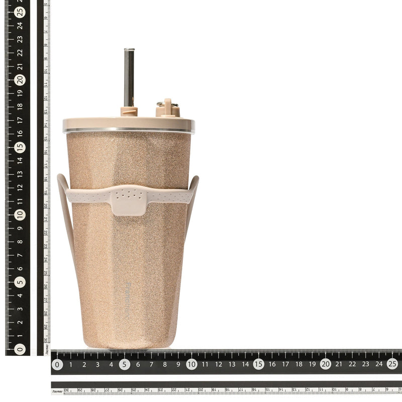 Stainless Steel Tumbler With Straw Glitter Gold