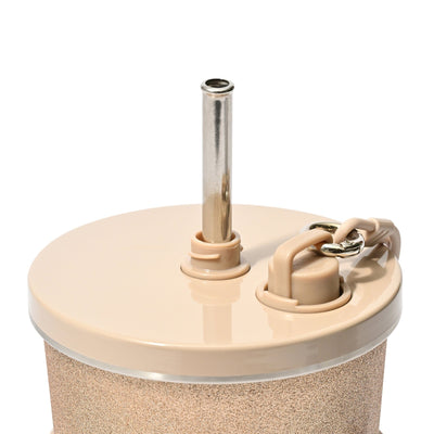 Stainless Steel Tumbler With Straw Glitter Gold