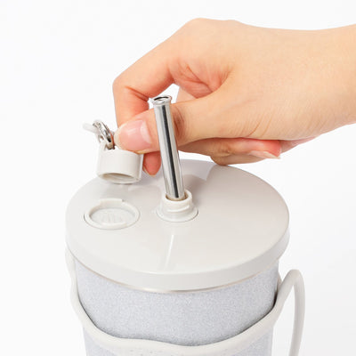 Stainless Steel Tumbler With Straw Glitter Silver