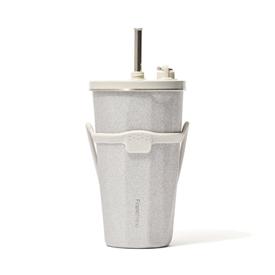 Stainless Steel Tumbler With Straw Glitter Silver