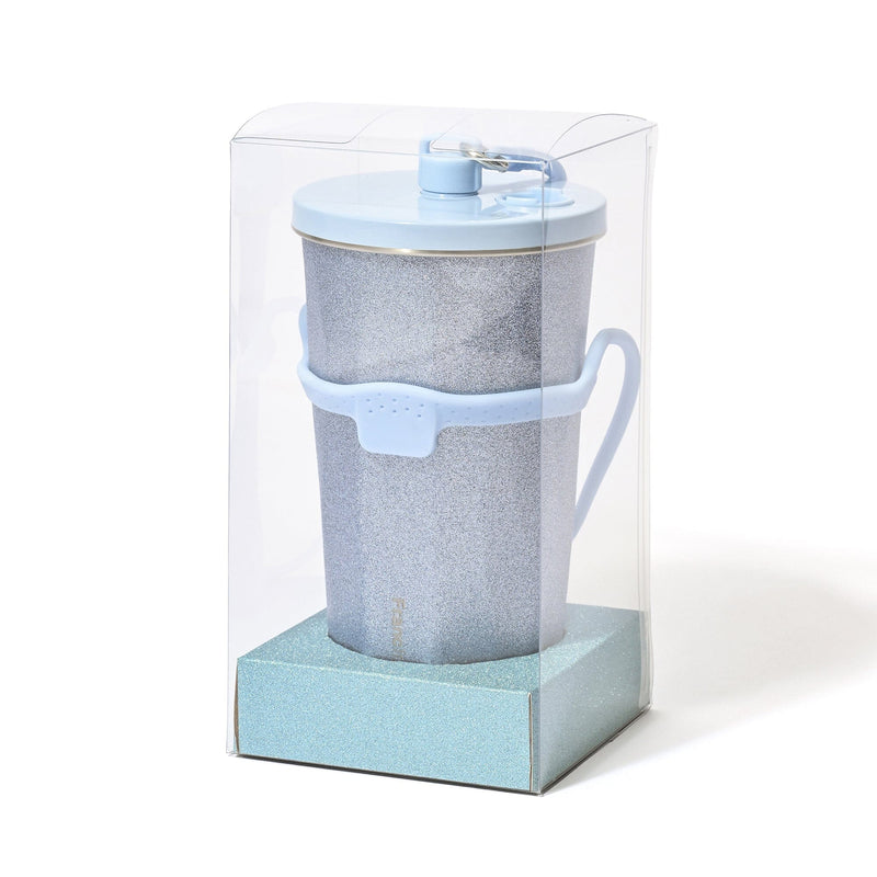 Stainless Steel Tumbler With Straw Glitter Blue