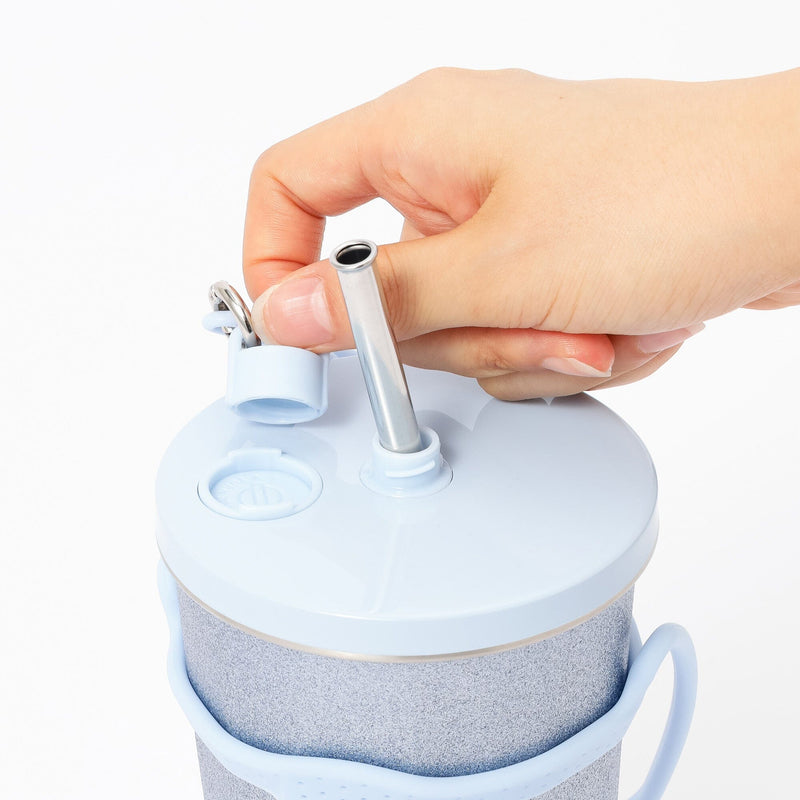 Stainless Steel Tumbler With Straw Glitter Blue