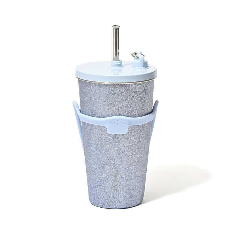 Stainless Steel Tumbler With Straw Glitter Blue