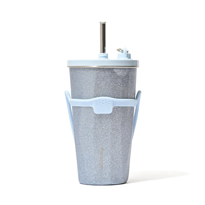 Stainless Steel Tumbler With Straw Glitter Blue