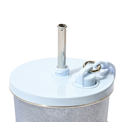 Stainless Steel Tumbler With Straw Glitter Blue