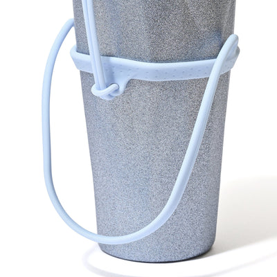 Stainless Steel Tumbler With Straw Glitter Blue