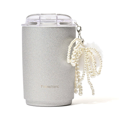 Stainless Steel Tumbler With Charm Glitter Silver