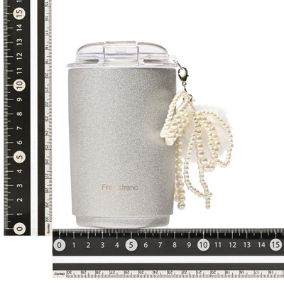 Stainless Steel Tumbler With Charm Glitter Silver