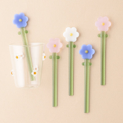 Glass Flower Muddler Blue