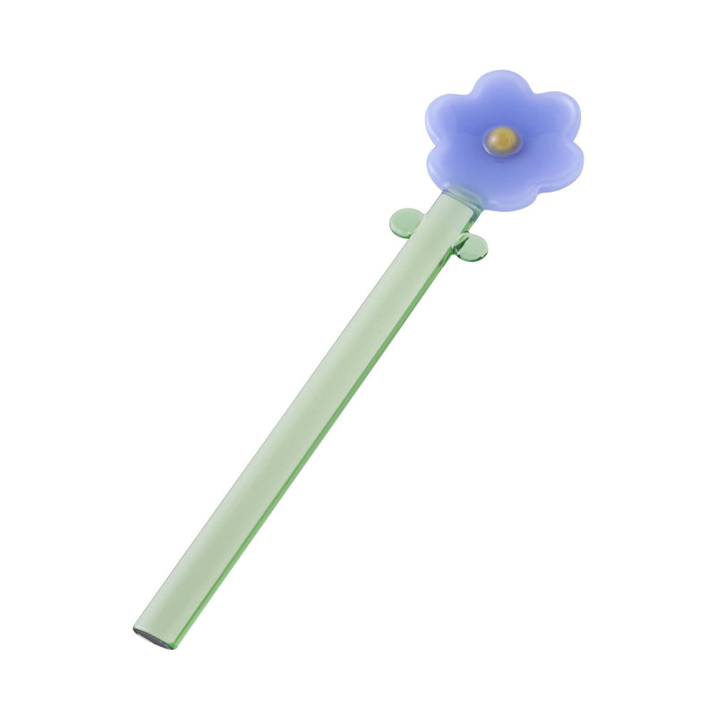 Glass Flower Muddler Blue