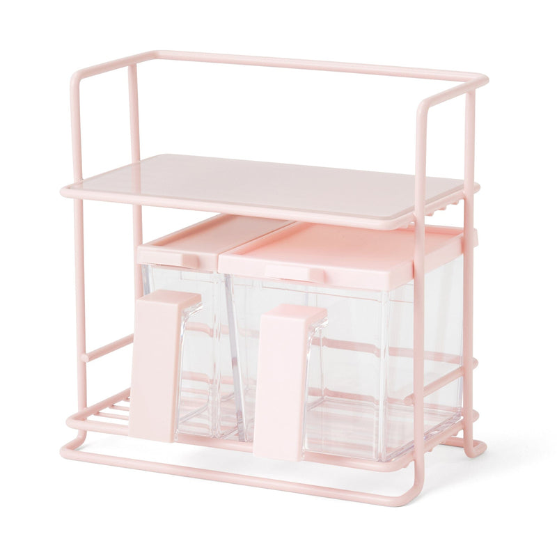 Wire Kitchen Rack with Glass Top Small Pink