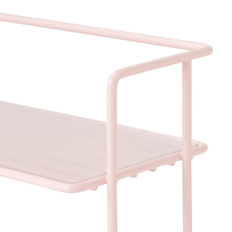 Wire Kitchen Rack with Glass Top Small Pink