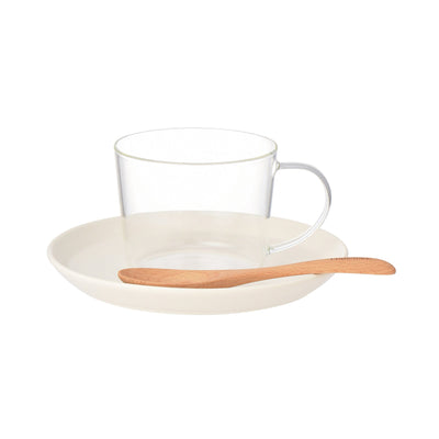 Soup Cup & Plate With Spoon Ivory