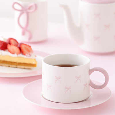 Ribbon Cup & Saucer Pink