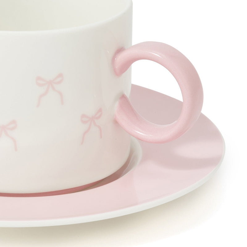Ribbon Cup & Saucer Pink