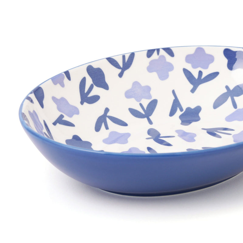 Iroiro Oval Deep Plate Navy Flower
