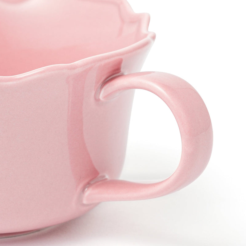 Flower Rim Soup Cup Pink