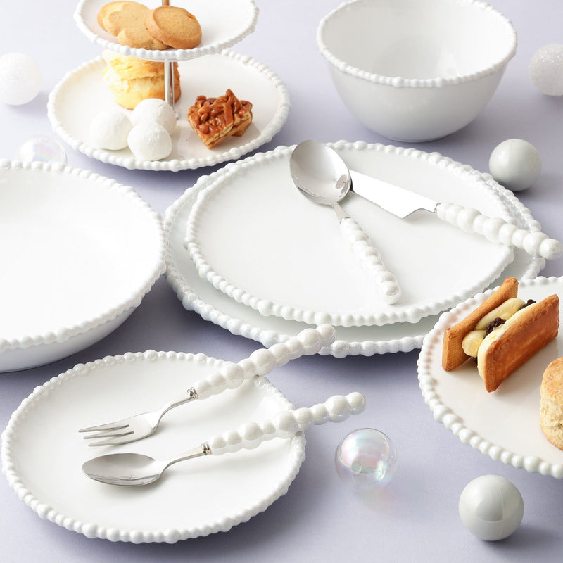 Pearl Cake Stand 1 Tier White