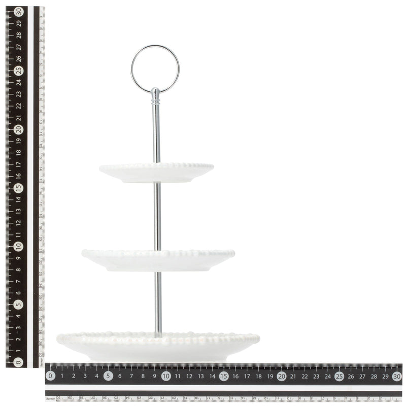 Pearl Cake Stand 3 Tier White