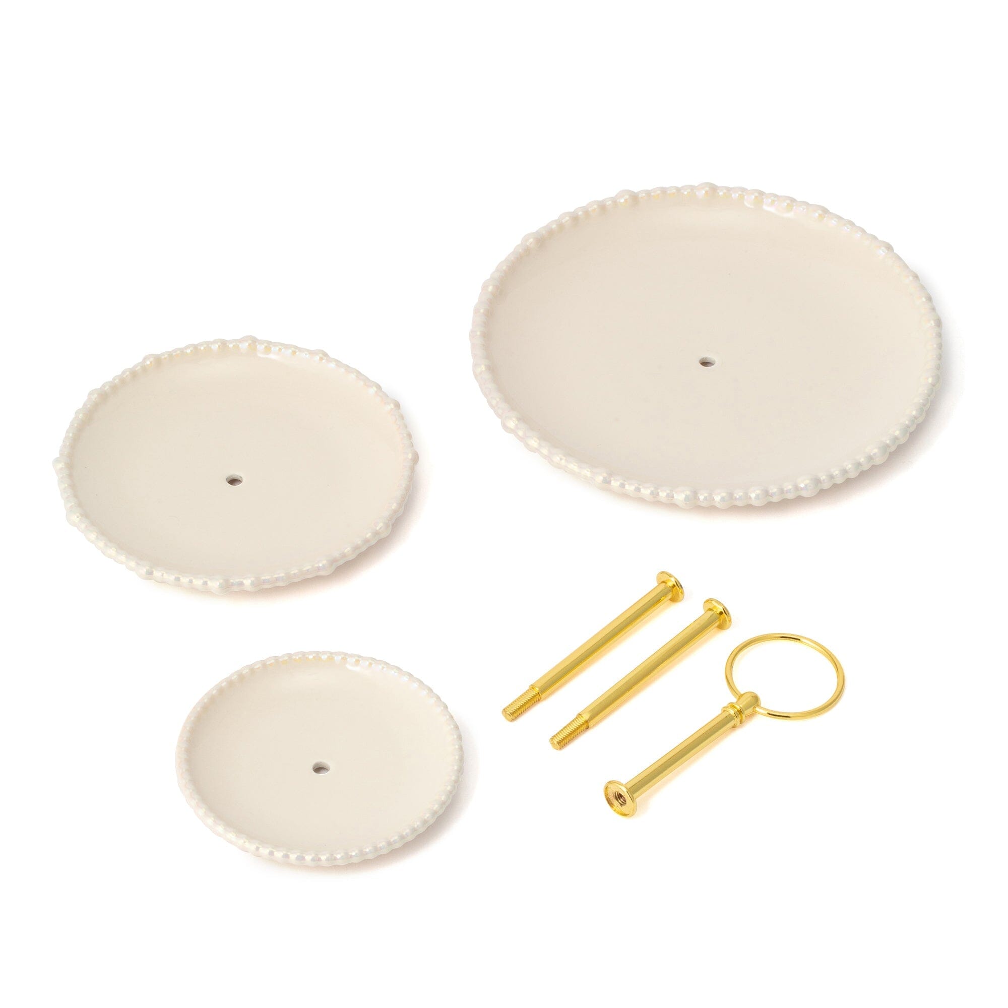 Pearl Cake Stand 3 Tier Beige