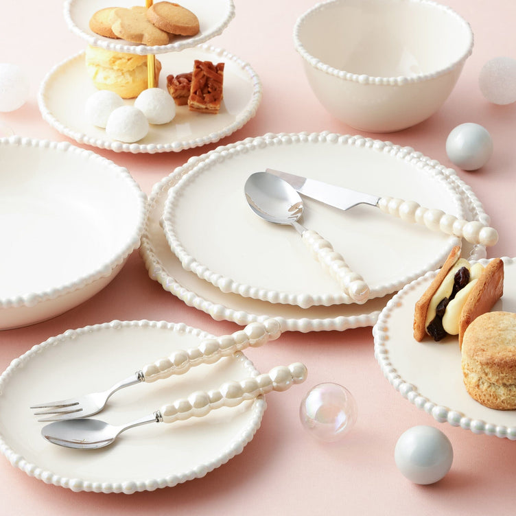 Pearl Cake Stand 3 Tier Beige