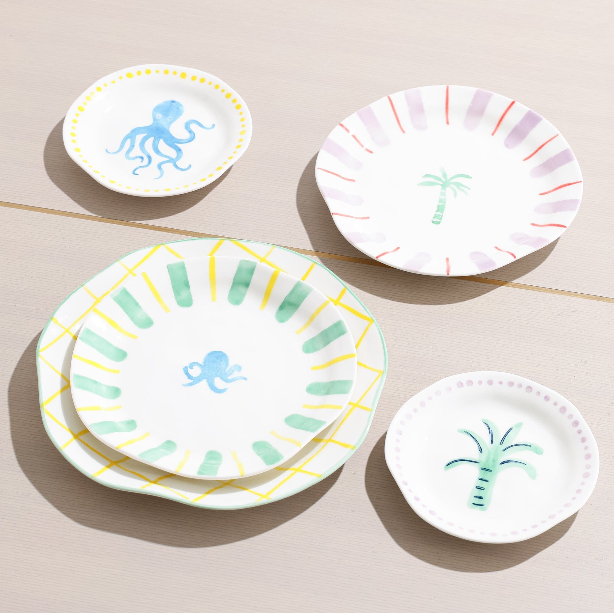 Hand Paint Plate Check  Large Yellow