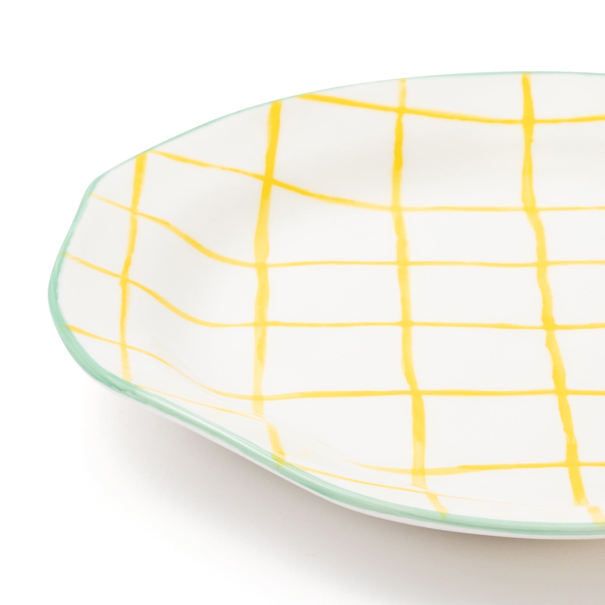 Hand Paint Plate Check  Large Yellow