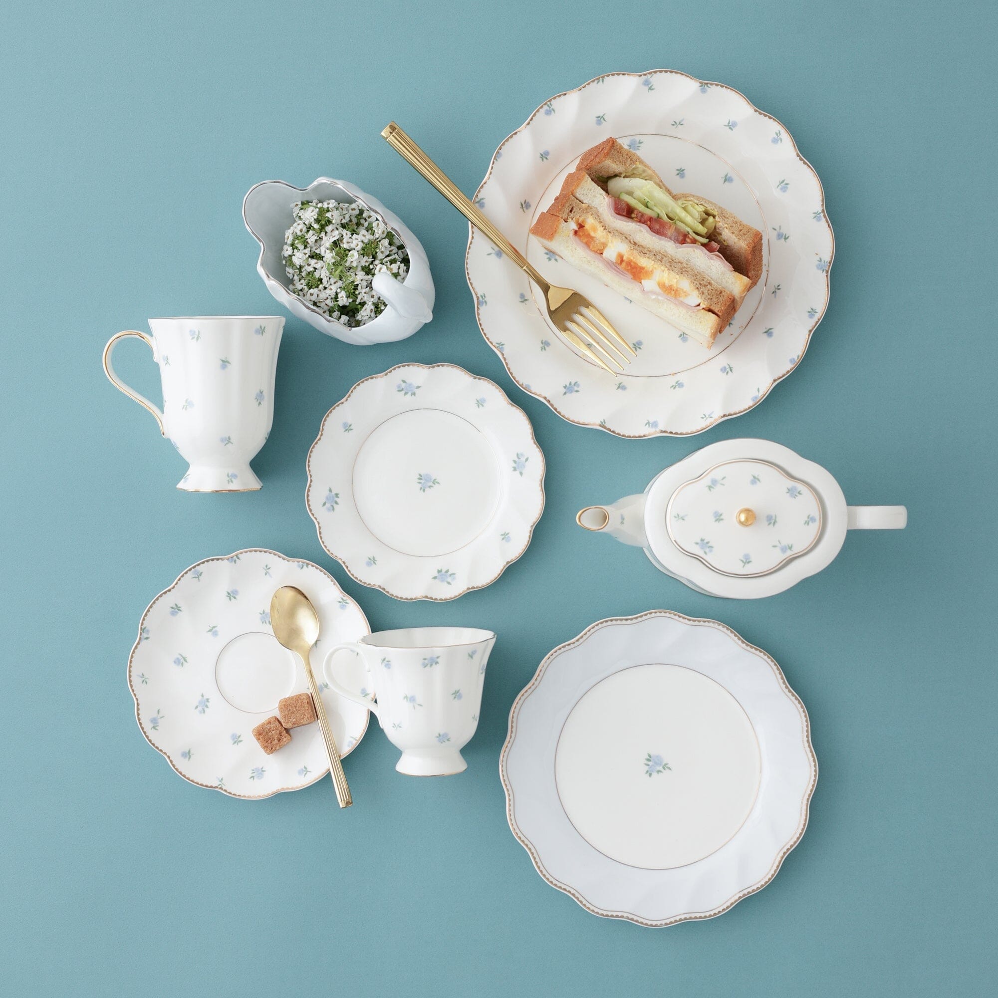 Classic Rose Cup & Saucer Blue