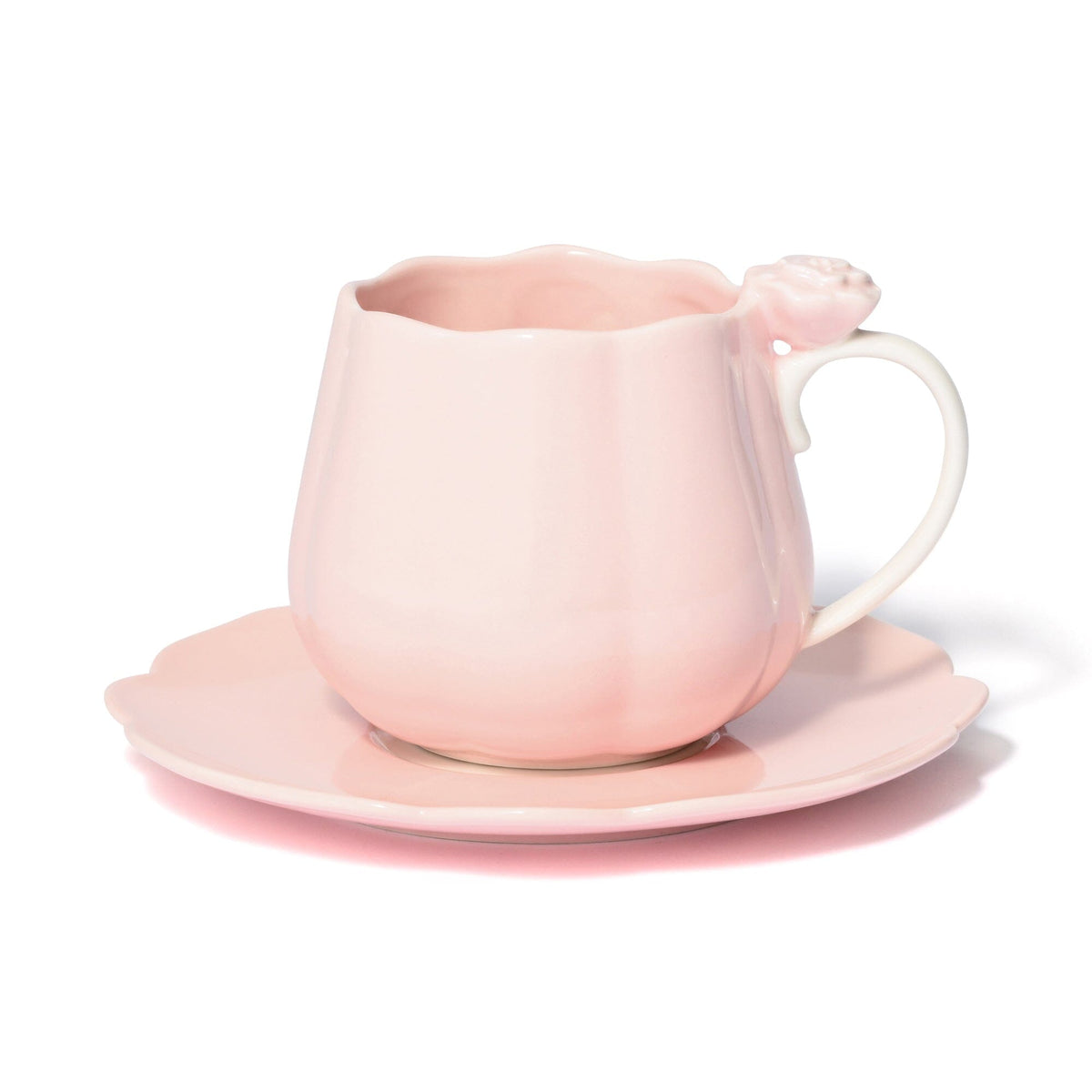 Rose Relief Cup & Saucer Pink