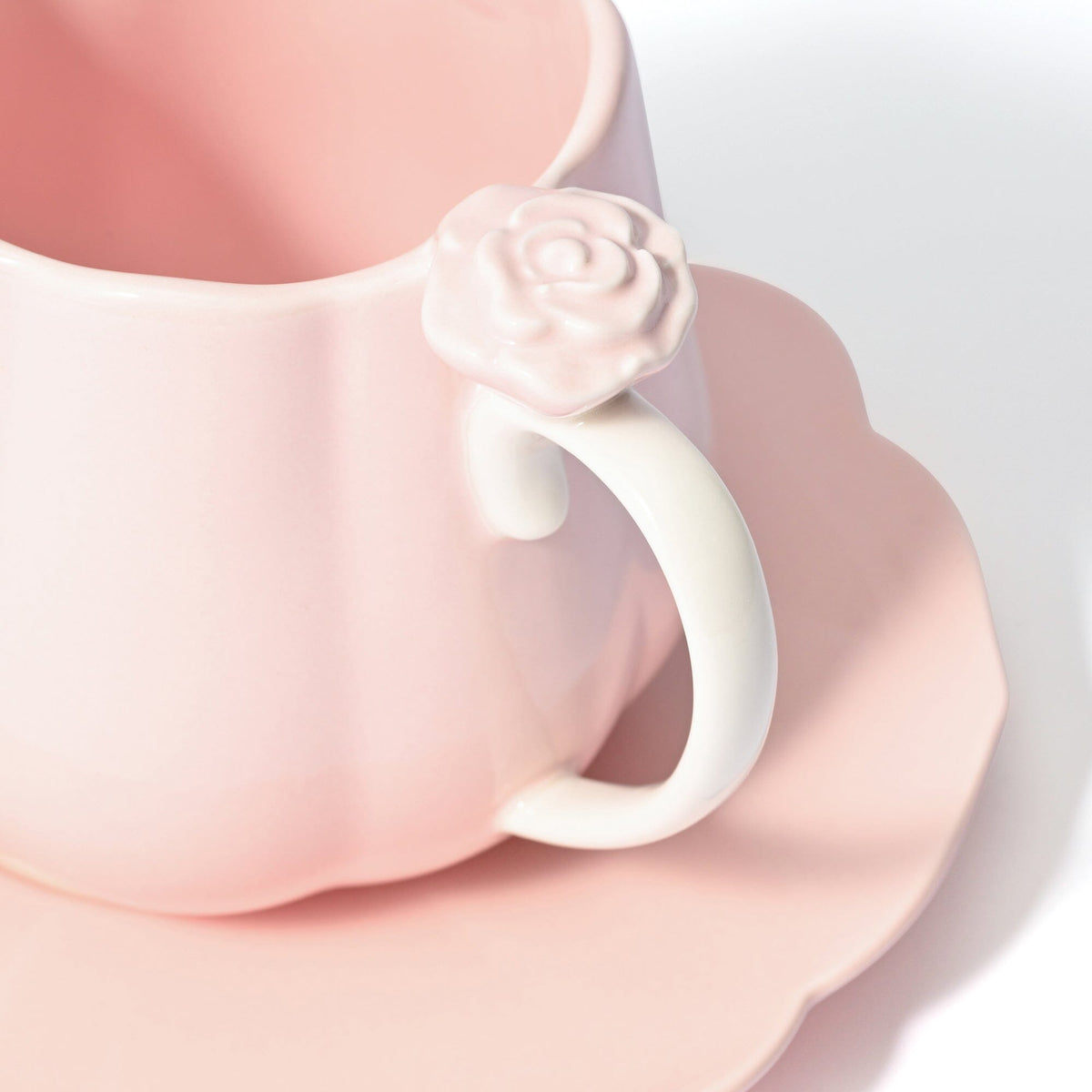 Rose Relief Cup & Saucer Pink