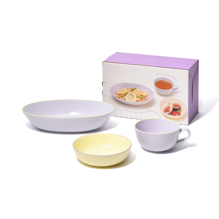 Ordi Colorful 3-Piece Oval Tableware Set Purple