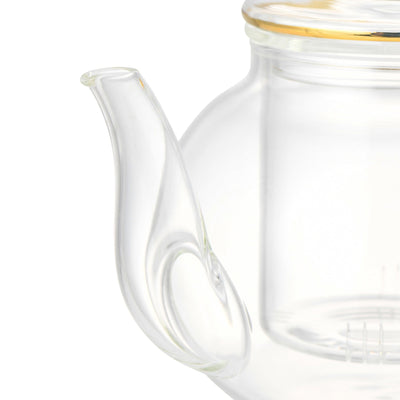 Clear Glass Teapot Gold