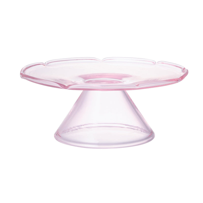 Flower Glass Cake Stand Pink