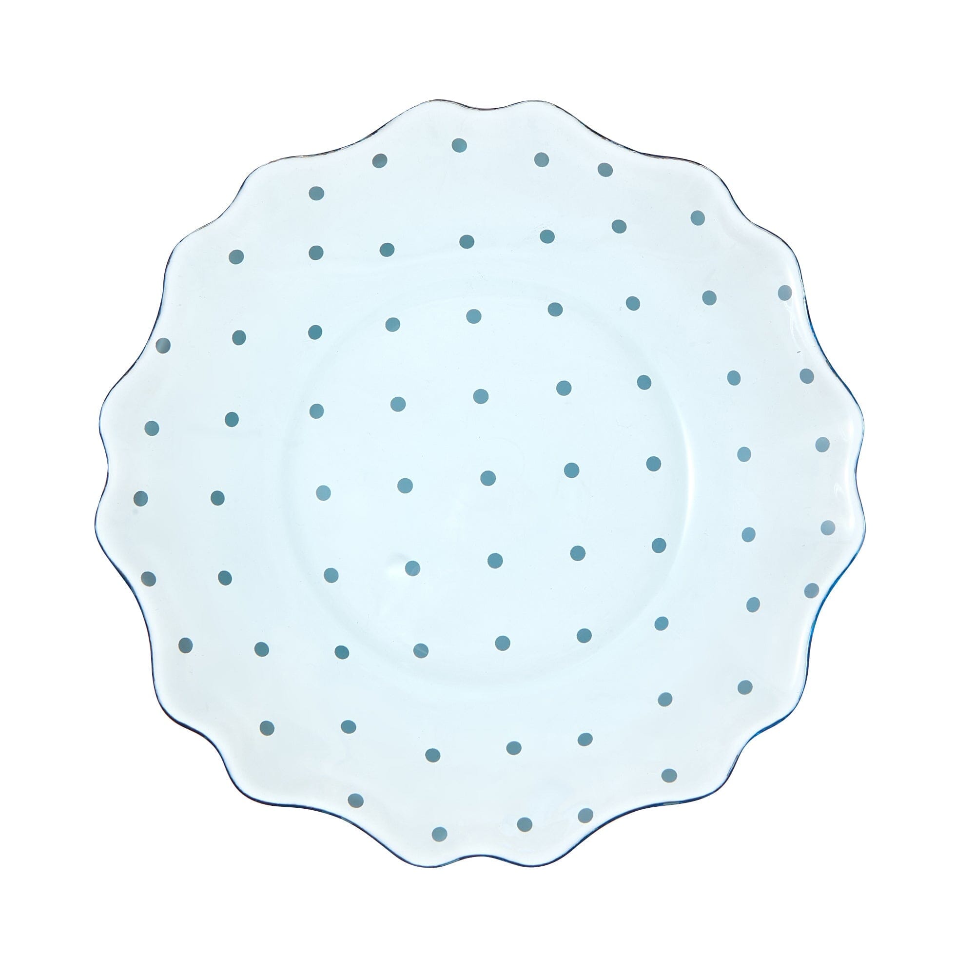 Dot Frill Glass Plate Blue