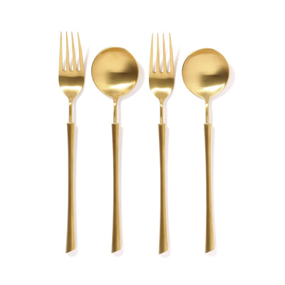 Pair Cutlery 4 Piece Dinner Set  Gold