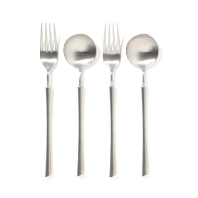Pair Cutlery 4 Piece Dinner Set  Silver