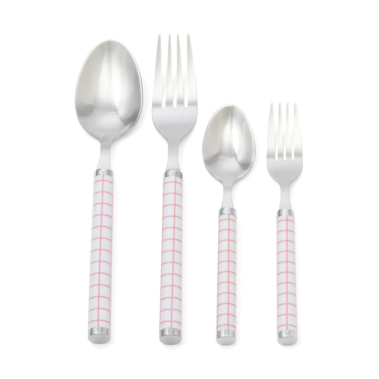 Cutlery Set Of 8 Check Pink