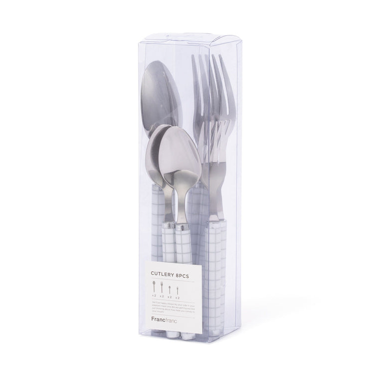 Cutlery Set Of 8 Check Gray
