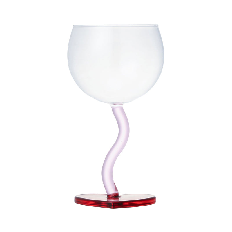 Heart Wine Glass Red