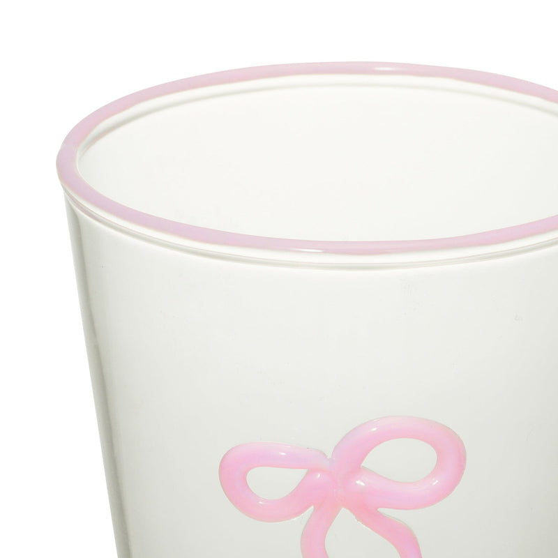 Ribbon Glass Tumbler Pink