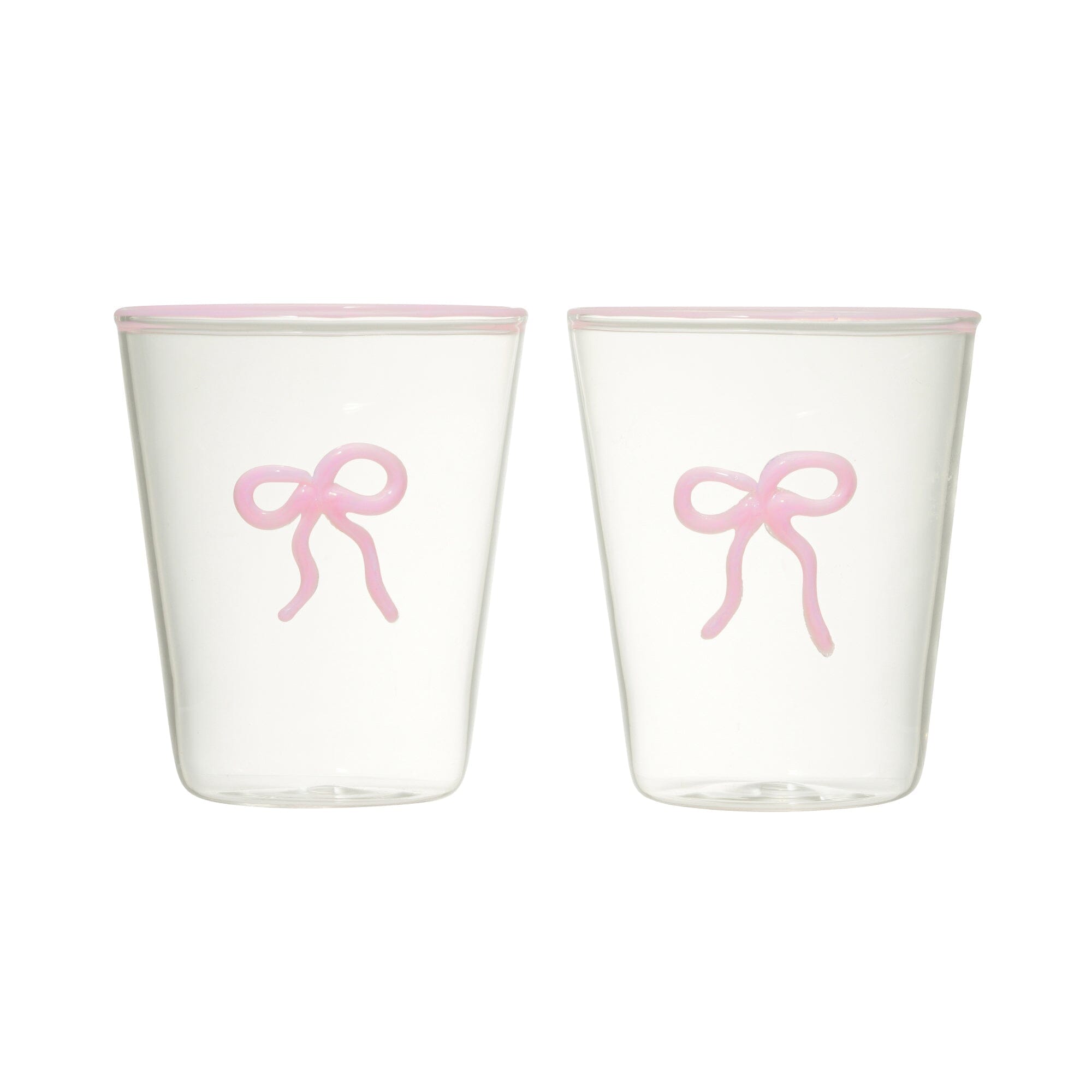 Ribbon 絲帶玻璃水杯 (粉紅色)