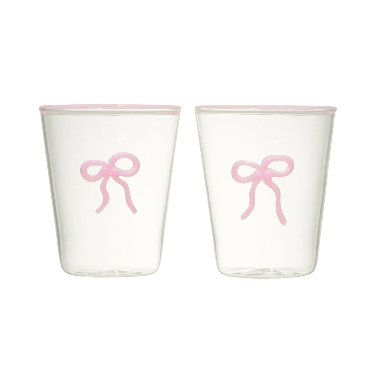 Ribbon 絲帶玻璃水杯 (粉紅色)